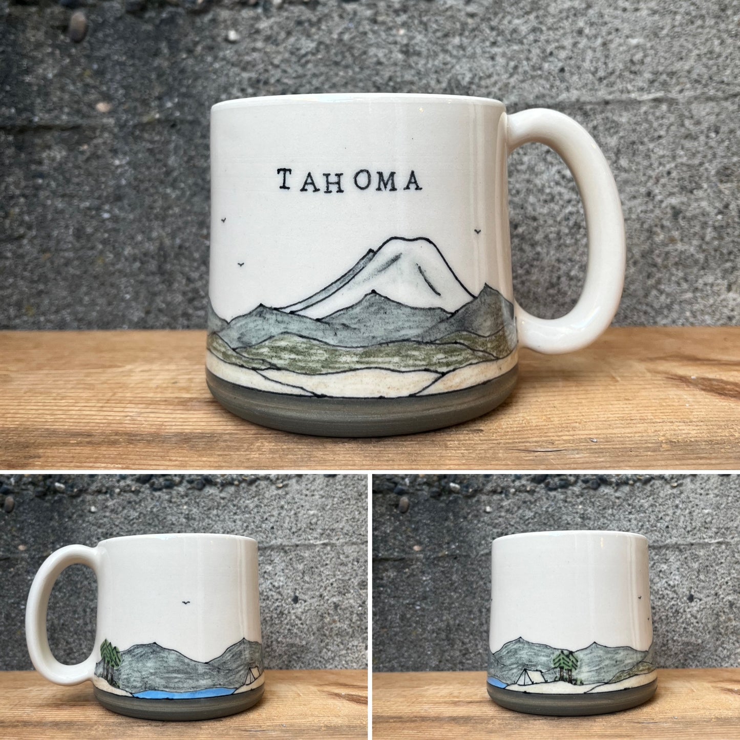Downing Pottery Mug (with handle) - Skyline, Logo, Mountainscape