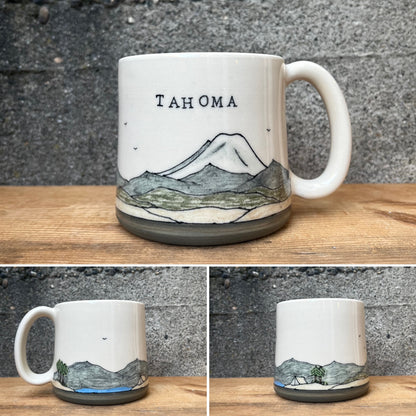 Downing Pottery Mug (with handle) - Skyline, Logo, Mountainscape