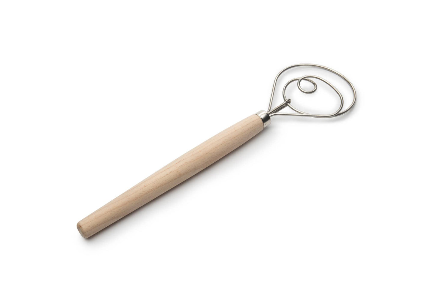 Danish Dough Whisk, Stainless Steel and Wood, 12"