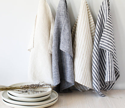Striped Linen Tea Towel, Set of 2