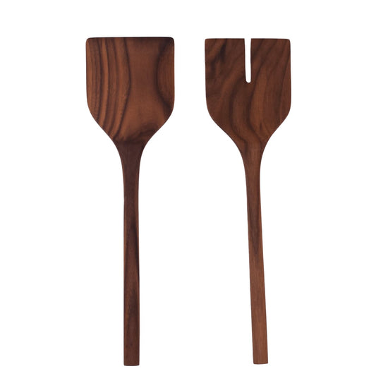 13” Walnut Wooden Salad Server Set
