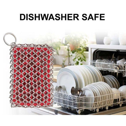 Chainmail Cast Iron Scrubber with Silicone Core