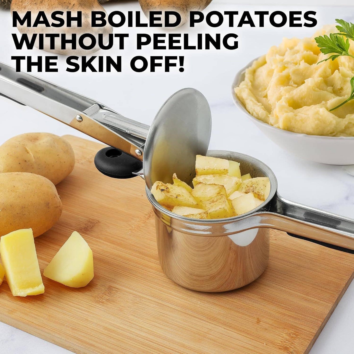 Zulay, 15oz Potato Ricer – Heavy-Duty Stainless Steel with 2 Discs