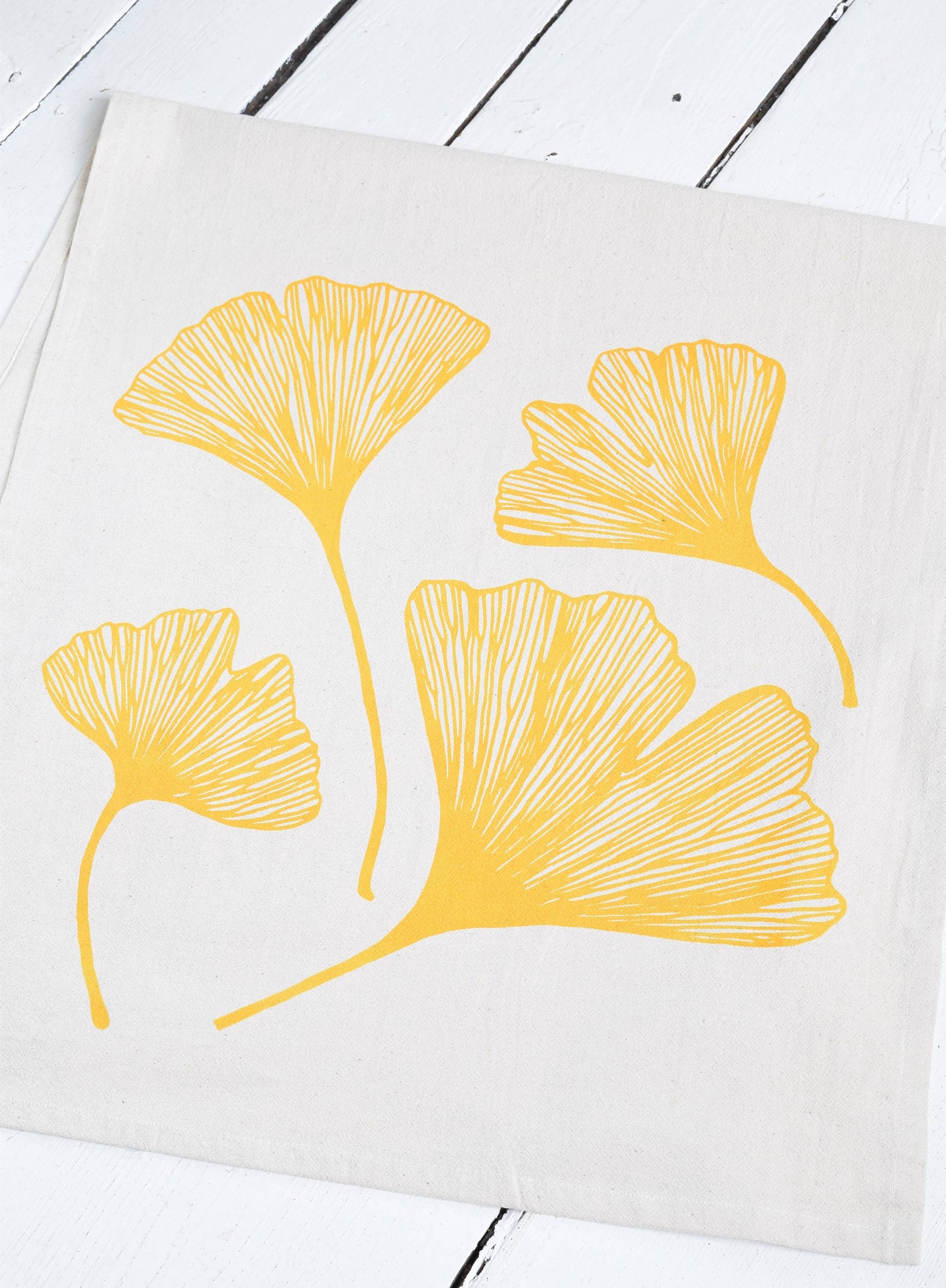 Ginkgo Leaf Tea Towel in Yellow