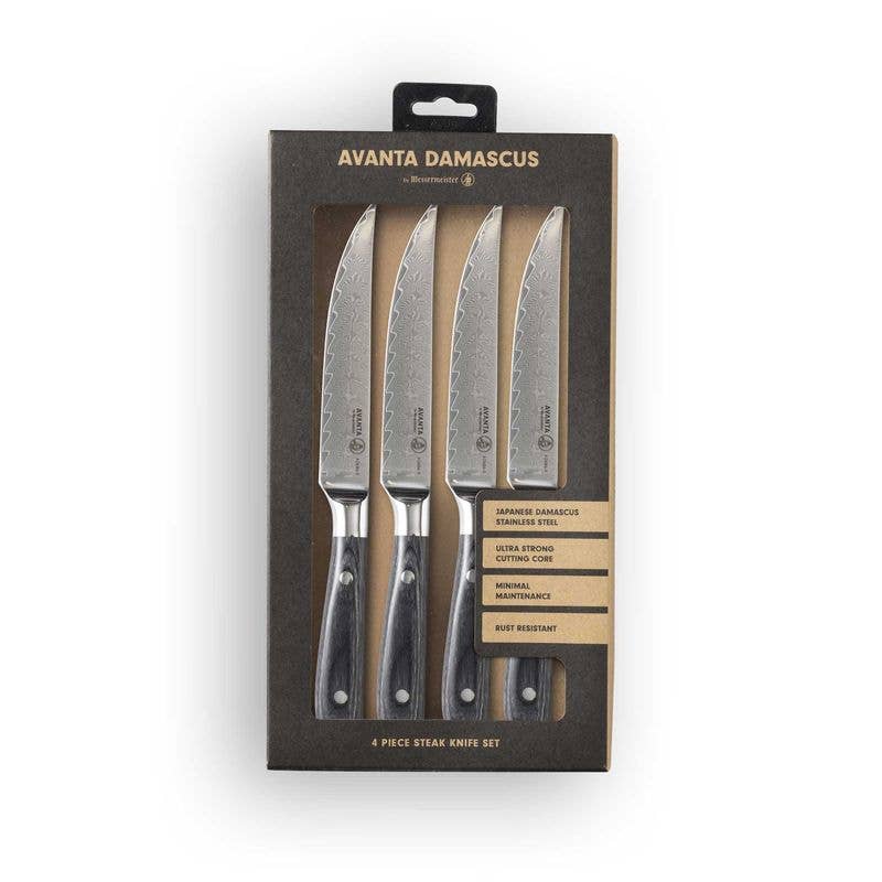 Avanta Damascus Fine Edge Steak Knife Set - 4 Piece