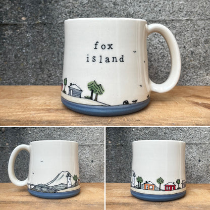 Downing Pottery Mug (with handle) - Skyline, Logo, Mountainscape