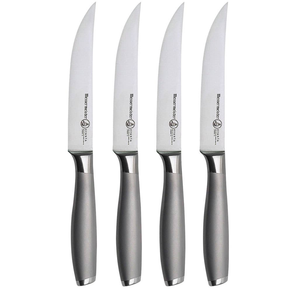 Messermeister Avanta Fine Edge Steak Knife Set - Stainless Handle - 4 Pc