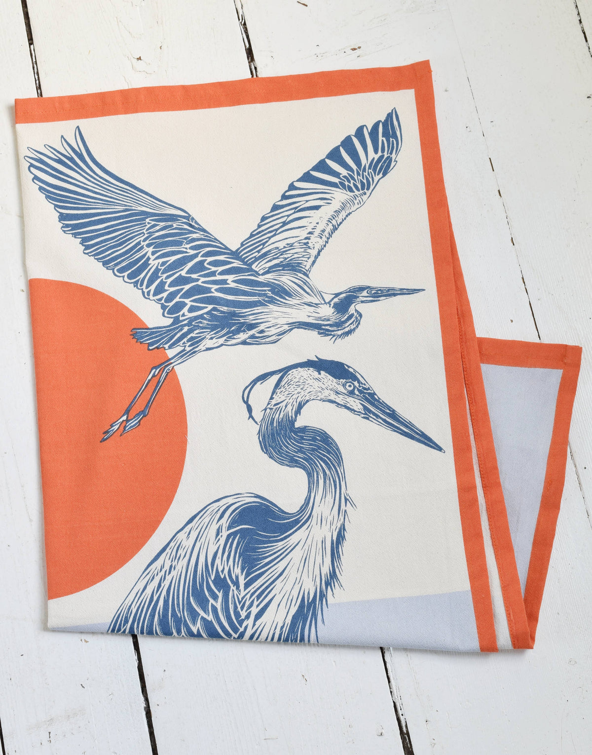 Hearth & Harrow, Blue Heron Tea Towel - Organic Cotton 30" x 30"