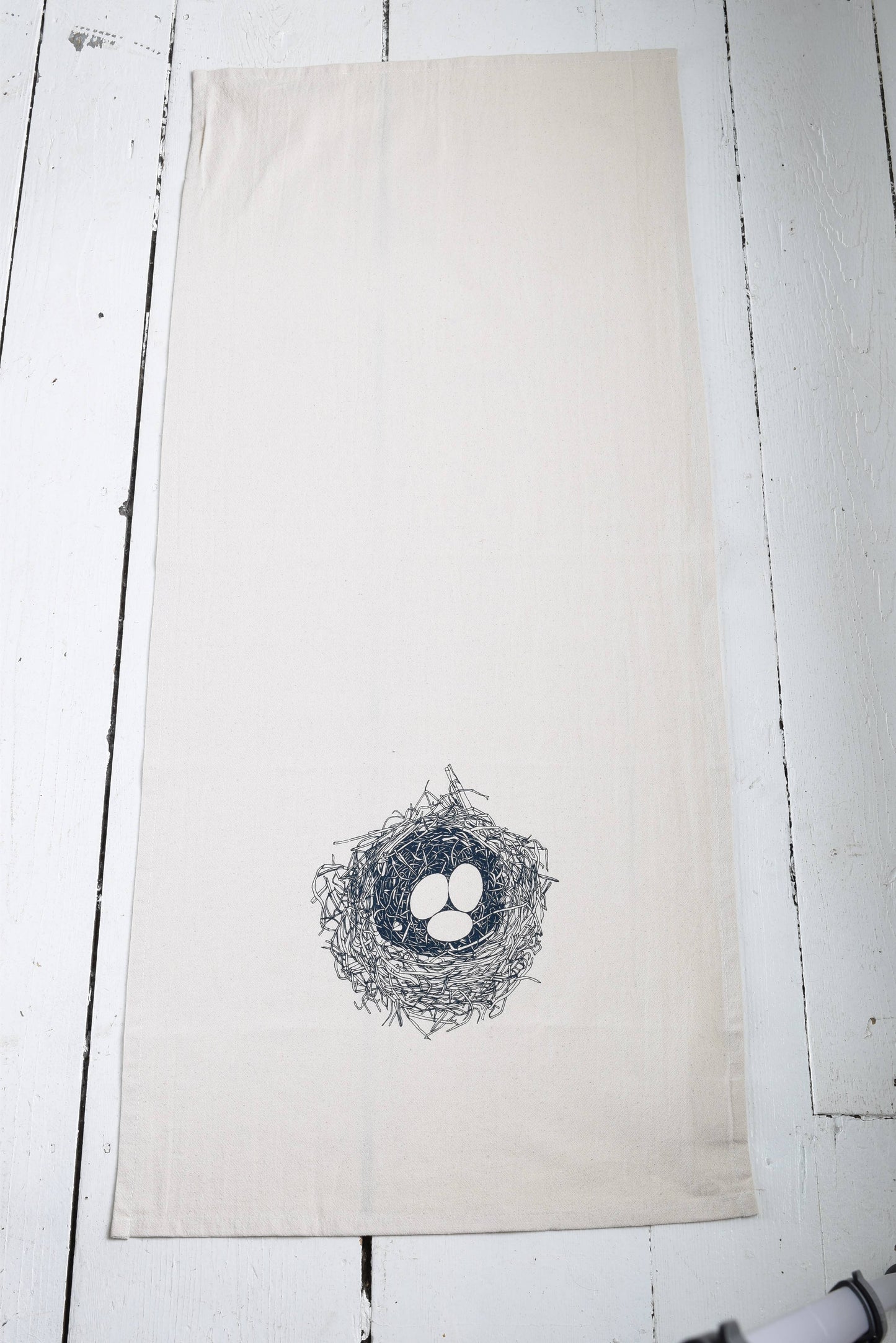 Bird's Nest Tea Towel in Dark Blue