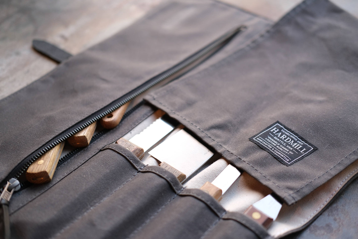 Hardmill, Waxed Canvas Compact Knife Roll