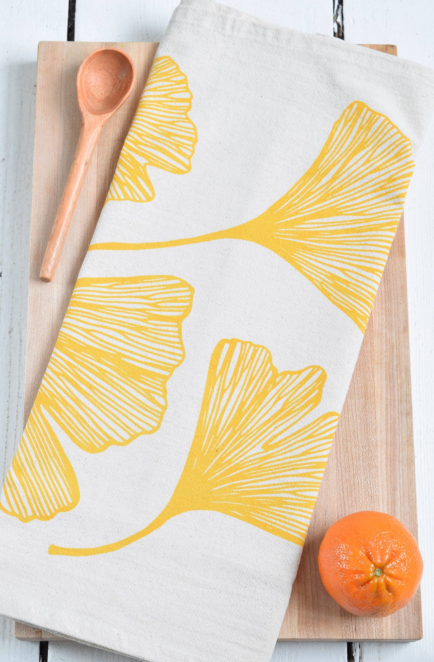 Ginkgo Leaf Tea Towel in Yellow
