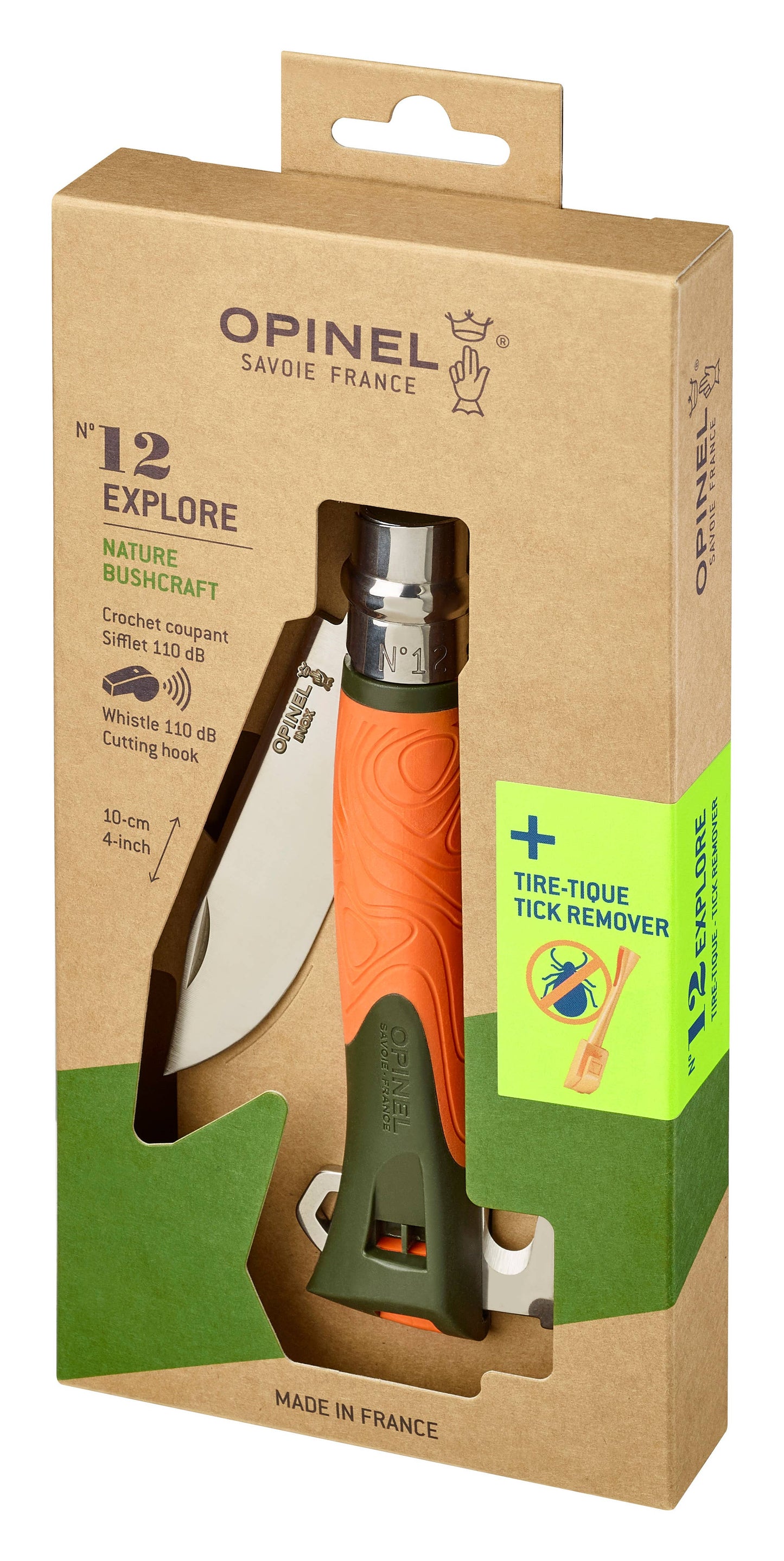 Opinel No.12 Explore,  Folding Knife with Tick Remover Tool
