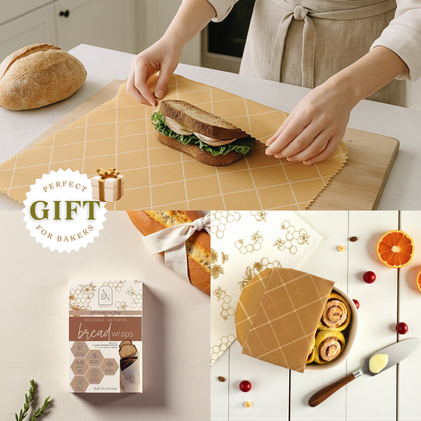 Nectar & Nest, XL Beeswax Bread Wraps