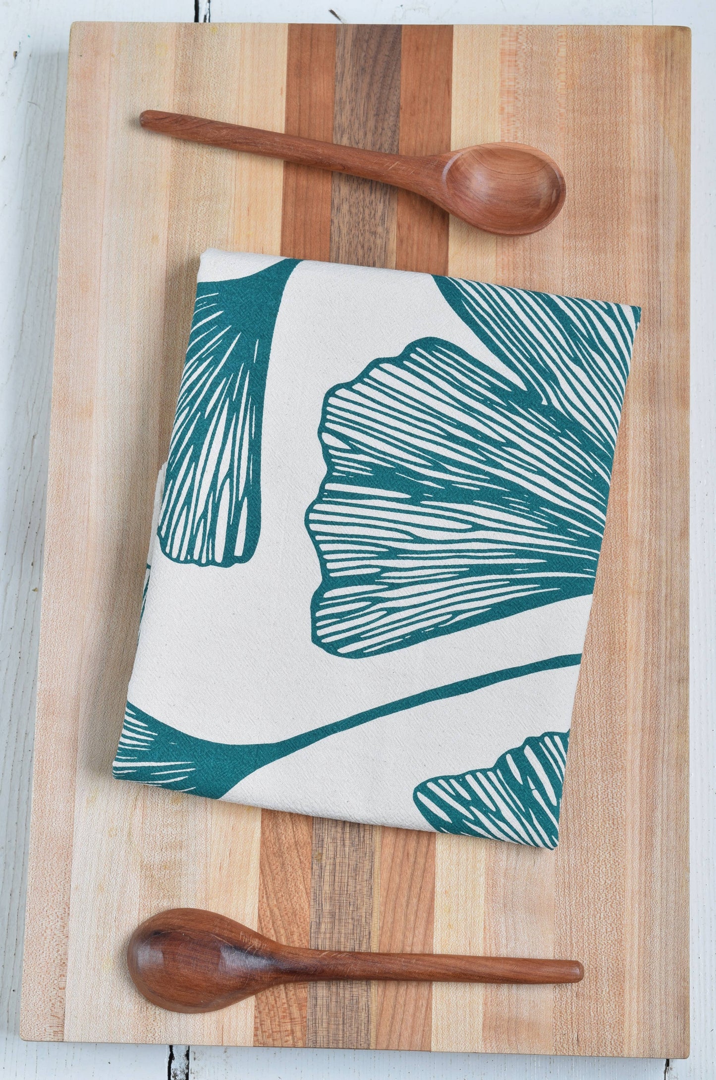 Gingko Leaf Tea Towel in Green