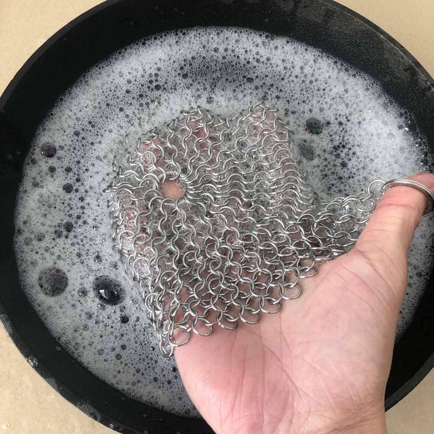 Chain Mail Cast Iron Cleaner and Scrubber