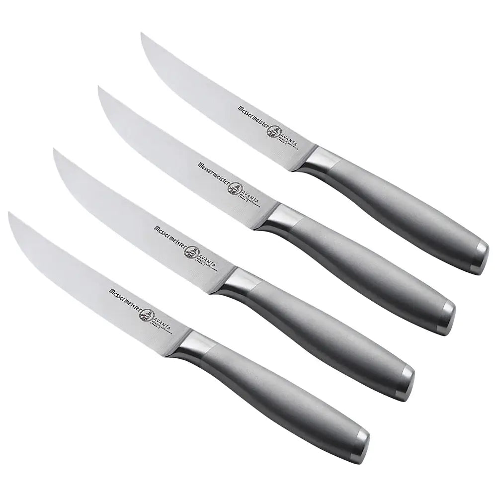 Messermeister Avanta Fine Edge Steak Knife Set - Stainless Handle - 4 Pc