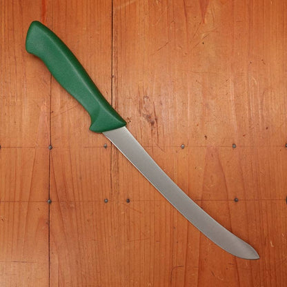 Friedr Herder, Don Carlos - Bullnose Curved Fillet Knife, semi flex, with a green plastic ergonomic handle