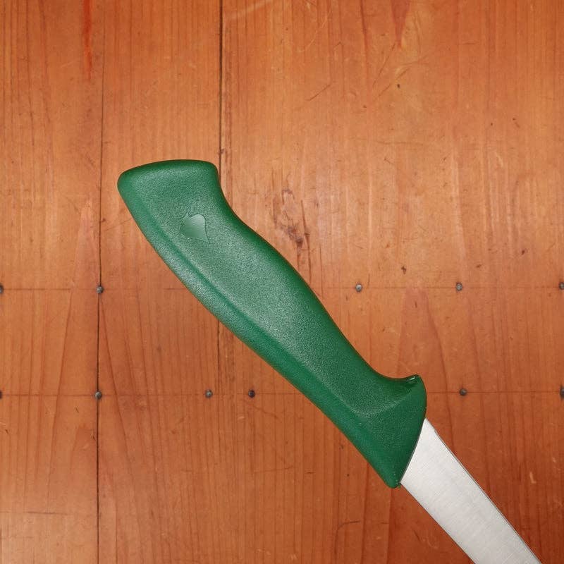 Friedr Herder, Don Carlos - Bullnose Curved Fillet Knife, semi flex, with a green plastic ergonomic handle