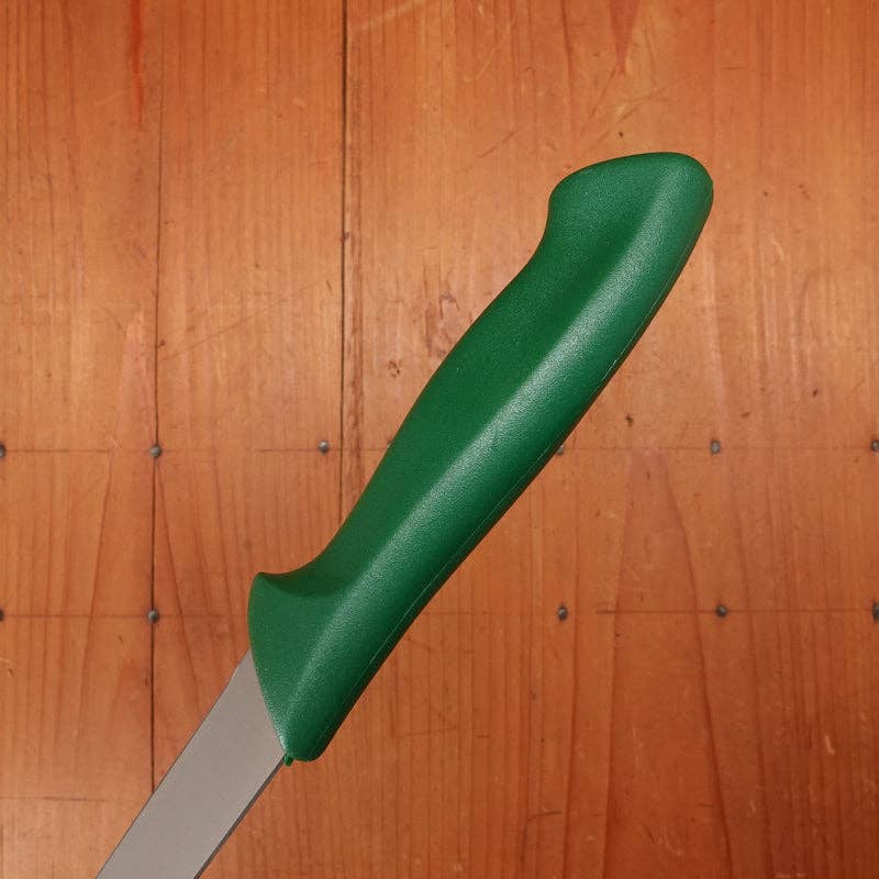 Friedr Herder, Don Carlos - Bullnose Curved Fillet Knife, semi flex, with a green plastic ergonomic handle