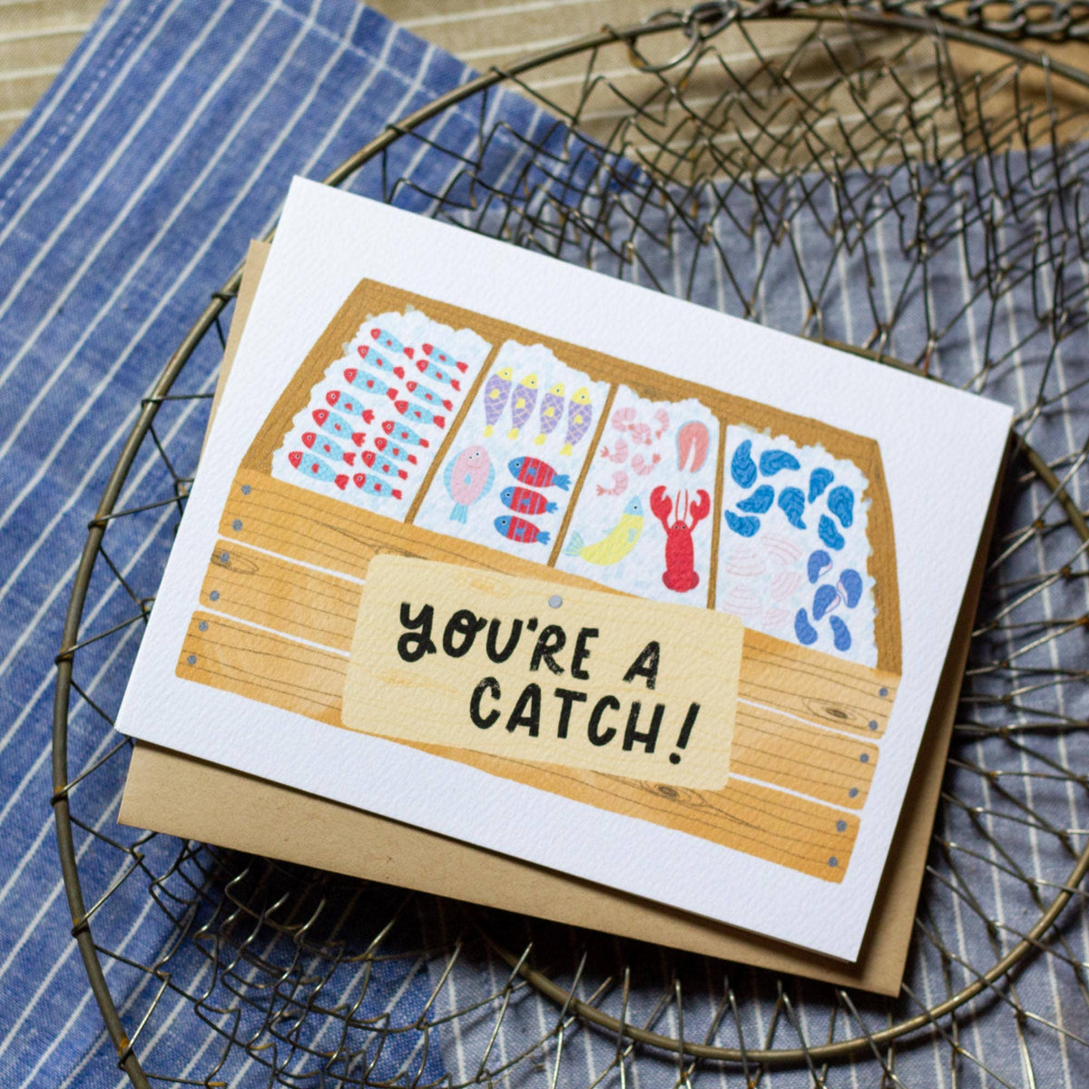 Finch and Flourish, "You're a Catch!" Fish Market Card