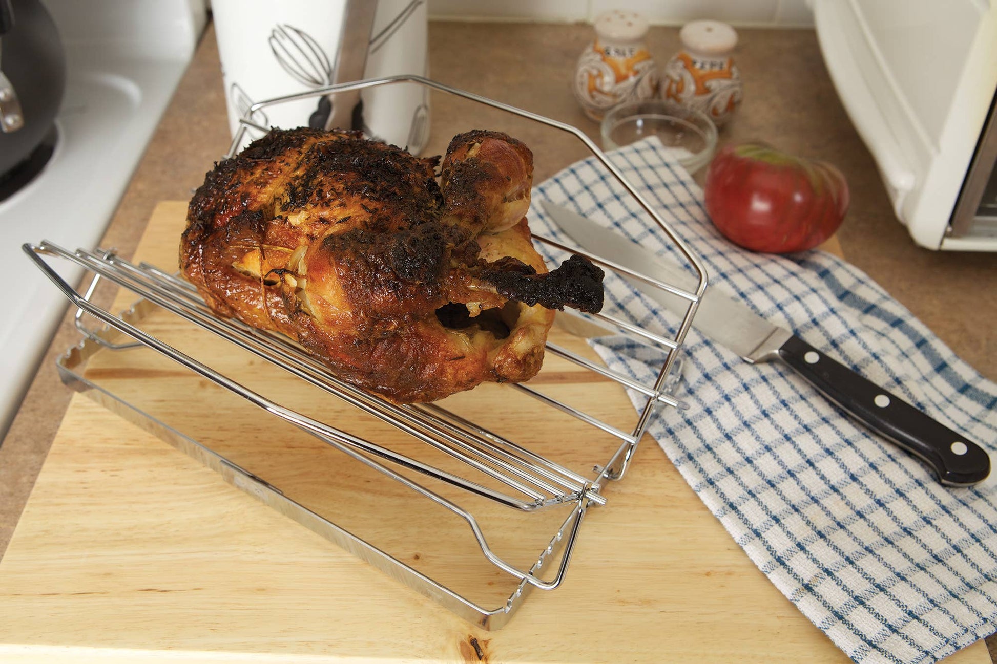 Roasted chicken on rack