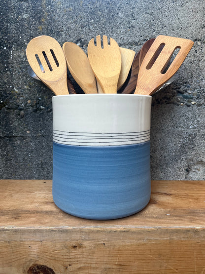 Downing Pottery Utensil Holder - Color Block, Black & White