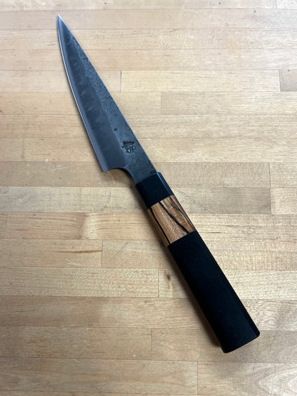 Showalter Smithing, Cascade Collection Coffee Etched 6" Petty Black with Richlite & Spalted Maple handle
