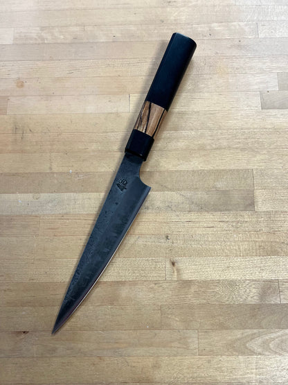 Showalter Smithing, Cascade Collection Coffee Etched 6" Petty Black with Richlite & Spalted Maple handle