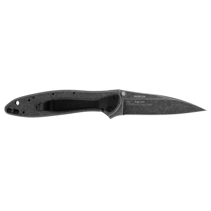 A folding pocket knife with a dark gray handle and a matching dark gray steel blade, shown against a plain white background. The blade features the text 'Kershaw'
