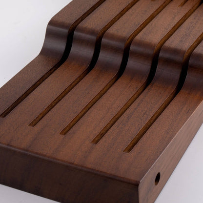 In-Drawer Knife Holder with curved slats on a white background