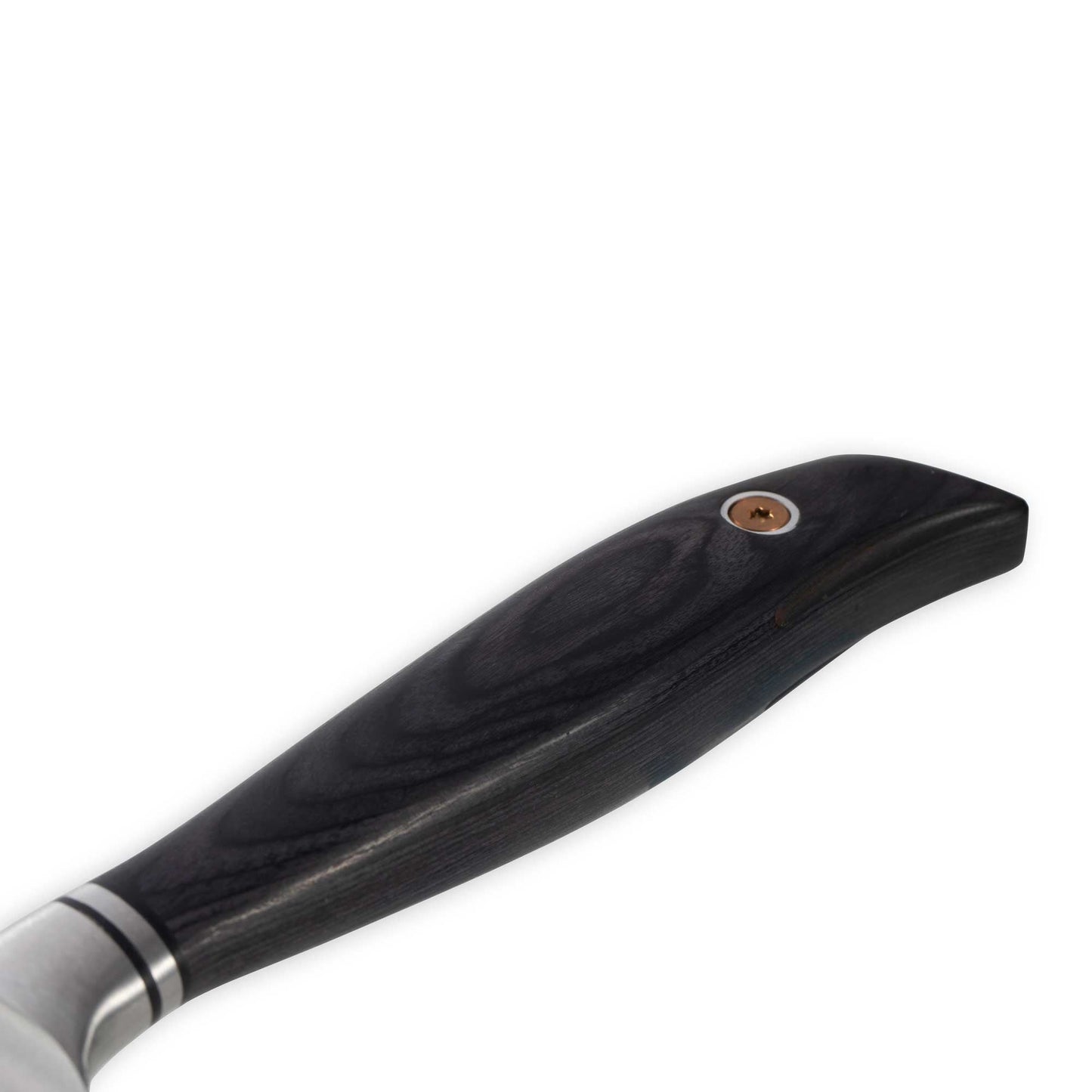 Black-handled knife on a white background