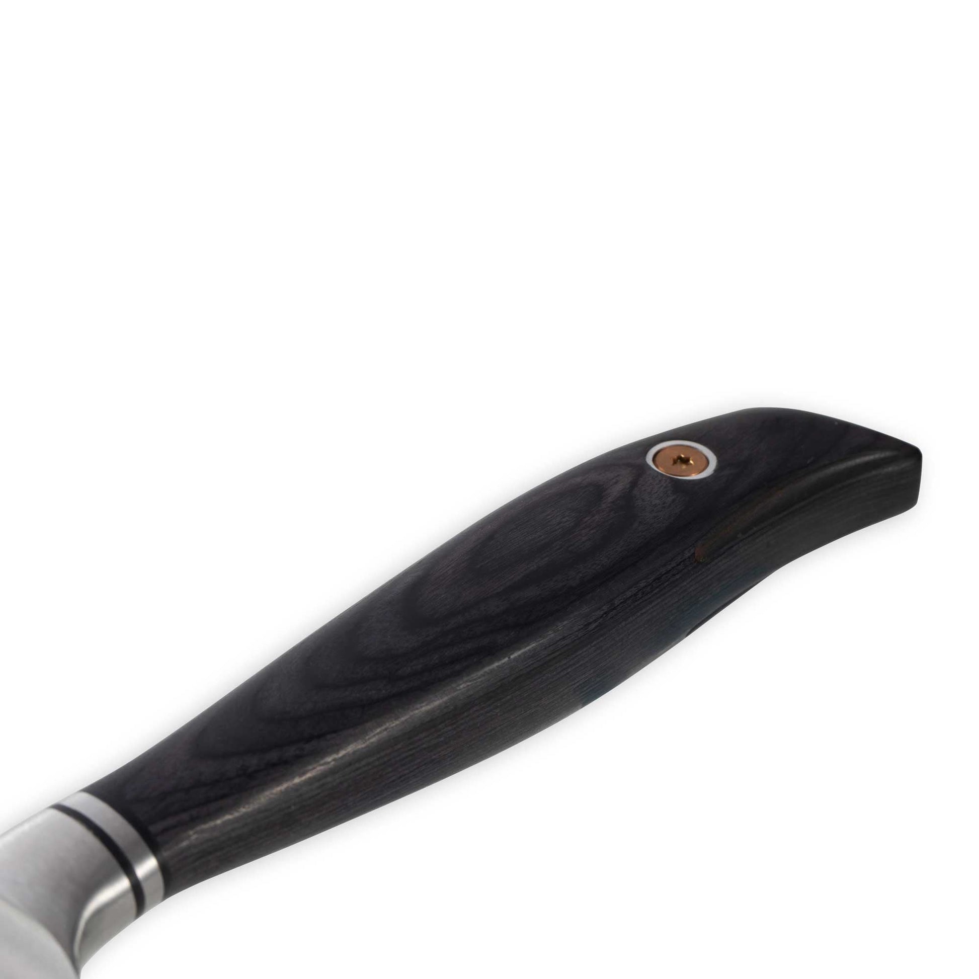 Black-handled knife on a white background
