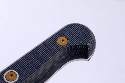 Close up of Black Linen Micarta handle
