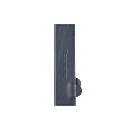 Black leather knife guard on a white background