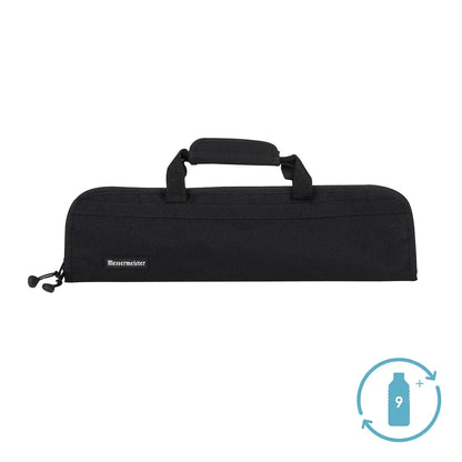A black knife roll  with the Messermeister logo.