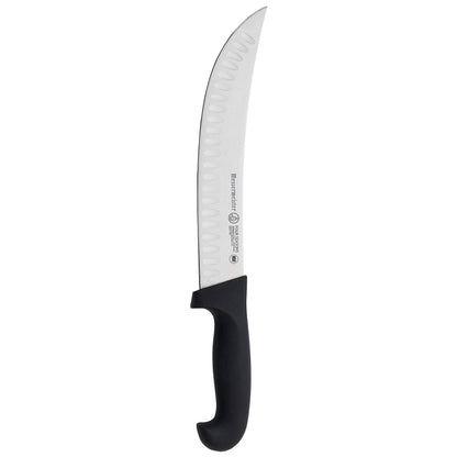 Scimitar knife with black handle on a white background