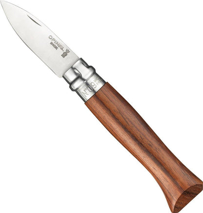 Opinel  oyster knife with wooden handle on a white background