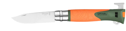 Orange Opinel No. 12 Explore, folding knife on white background