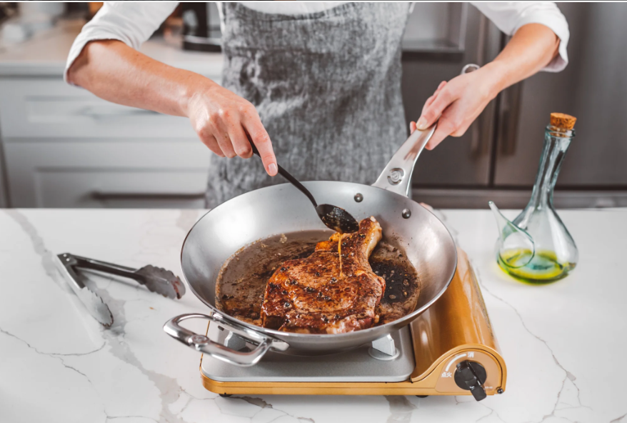 de Buyer 12.5" Mineral B PRO Carbon Steel Fry Pan with Helper Handle