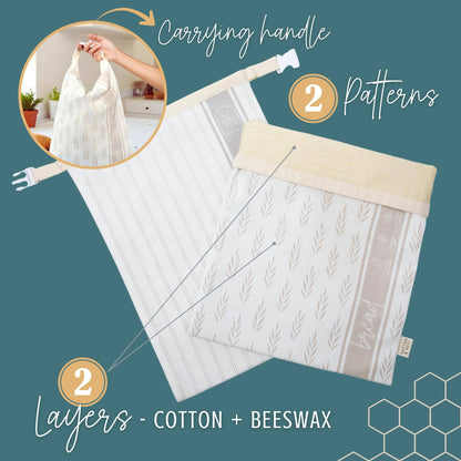 Nectar & Nest, Reusable Beeswax Bread Bags for Homemade Bread & Sourdough