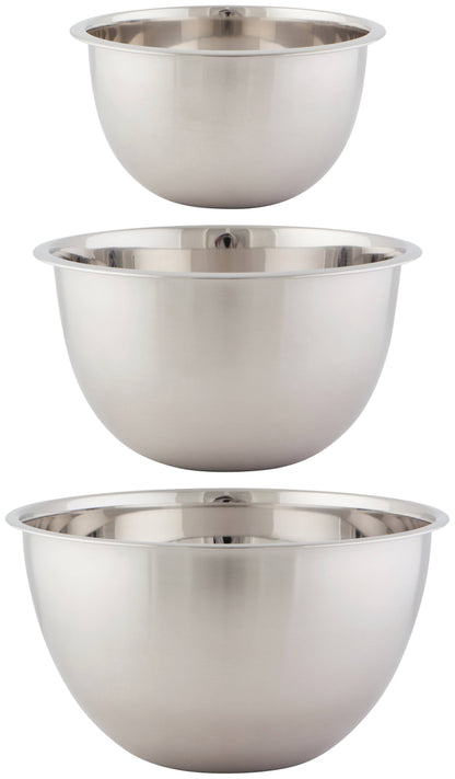 Mixing Bowls, Stainless Steel - Set of 3