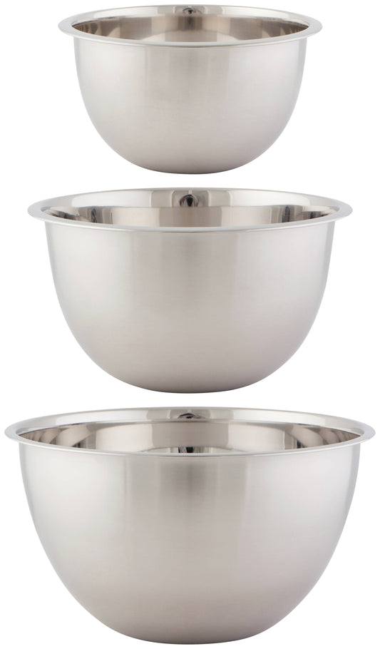 Mixing Bowls, Stainless Steel - Set of 3