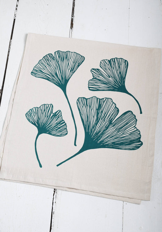 Gingko Leaf Tea Towel in Green