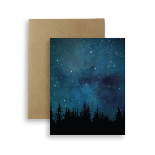 Red Umbrella, Night Sky Greeting Card
