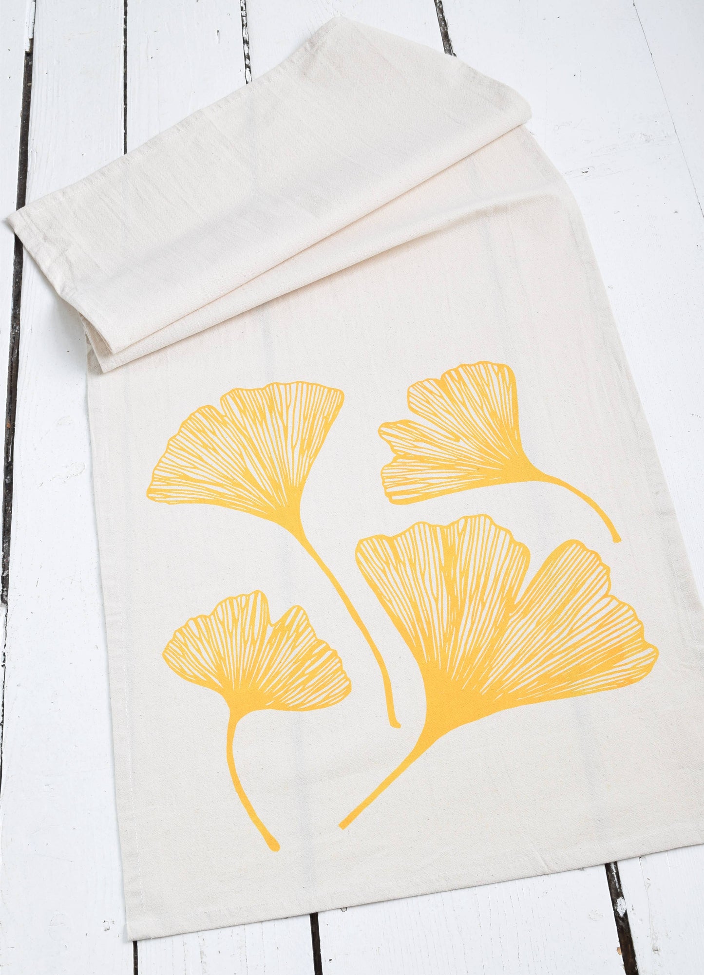 Ginkgo Leaf Tea Towel in Yellow