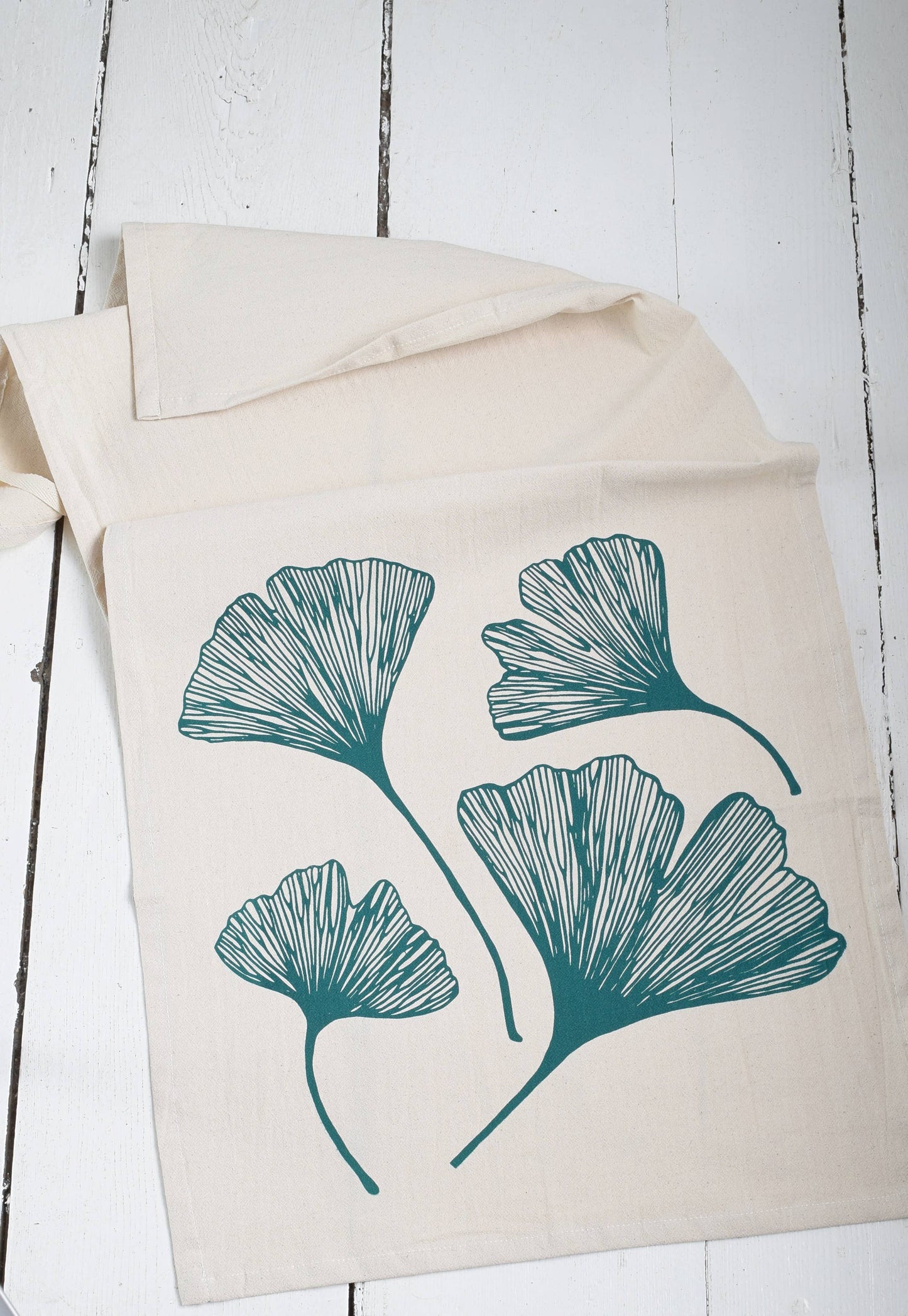 Gingko Leaf Tea Towel in Green