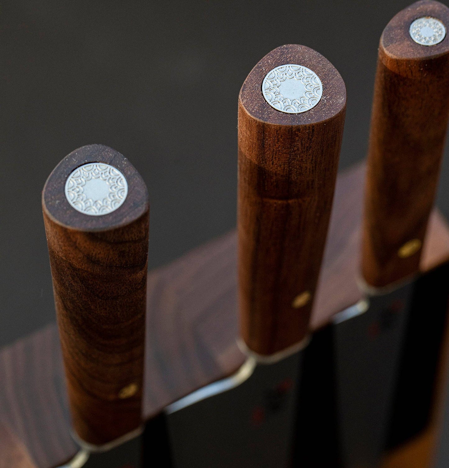 Hazaki, Walnut and Leather Magnetic Knife Block