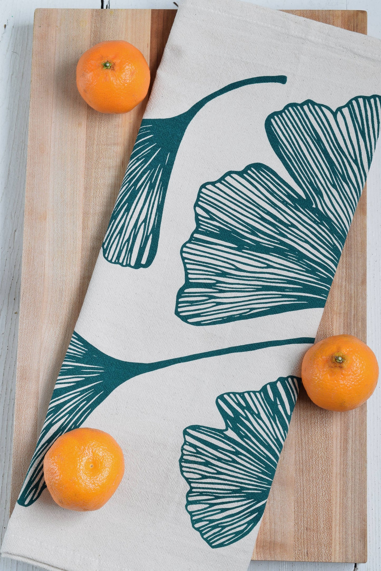 Gingko Leaf Tea Towel in Green