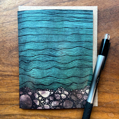 Red Umbrella, River Bed Greeting Card