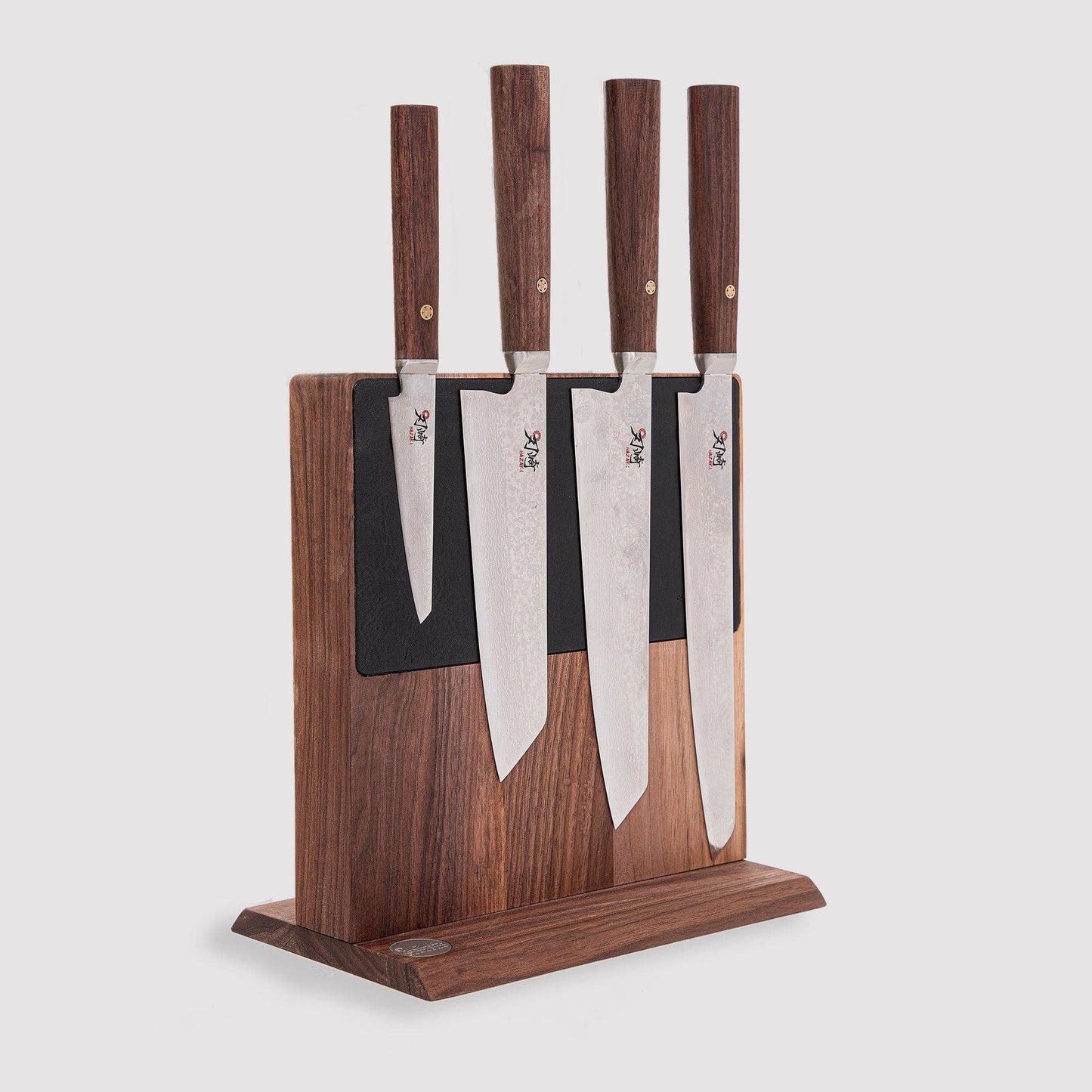 Hazaki, Walnut and Leather Magnetic Knife Block